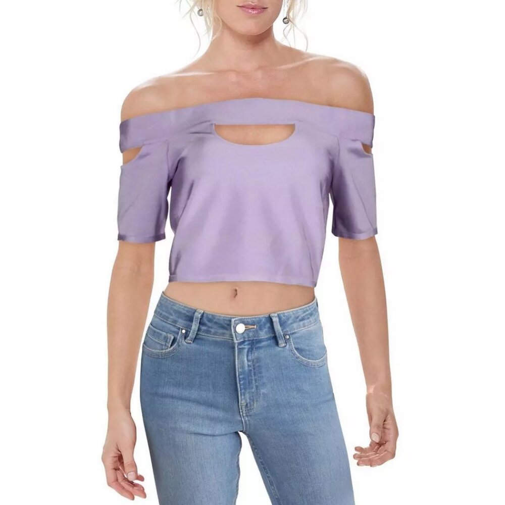 PURPLE SHOULDERLESS TOP - Medium - WOW Couture - NWT Blouse Shirt Fashion